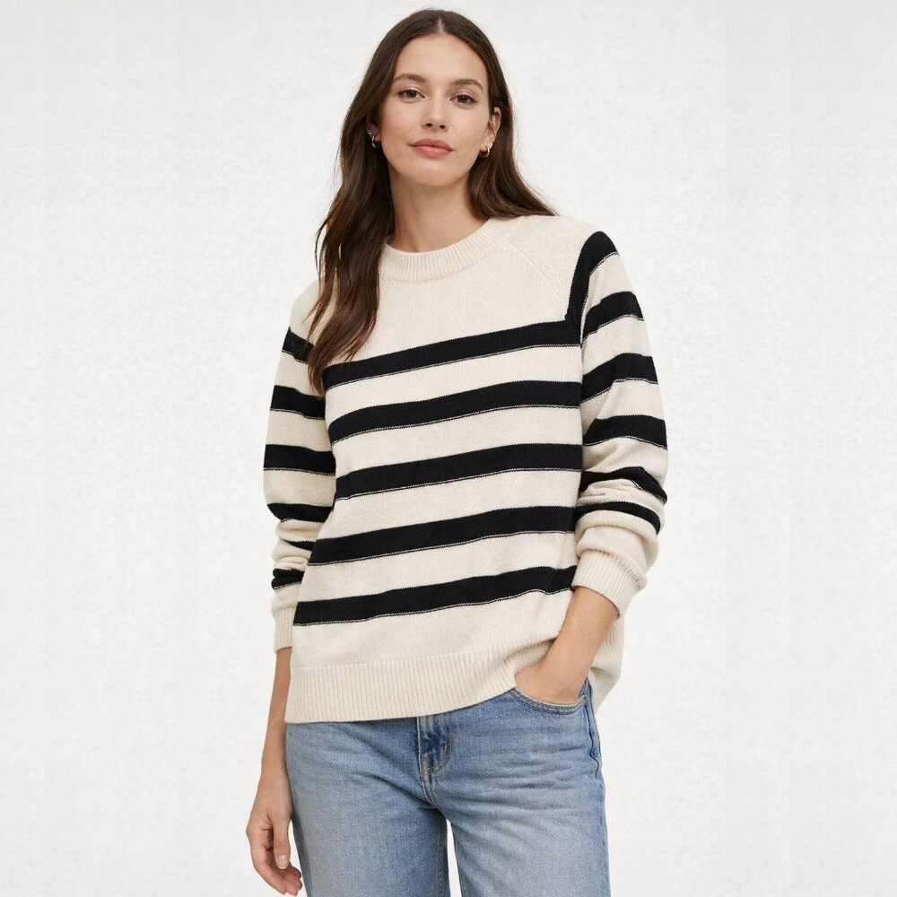 H&M Like New Striped Mid-weight Cotton 60% Raglan Sweater US M